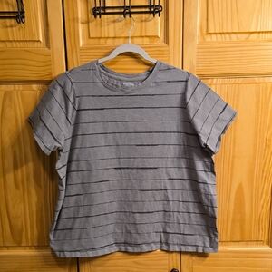 Athleta Taupe Striped Tee